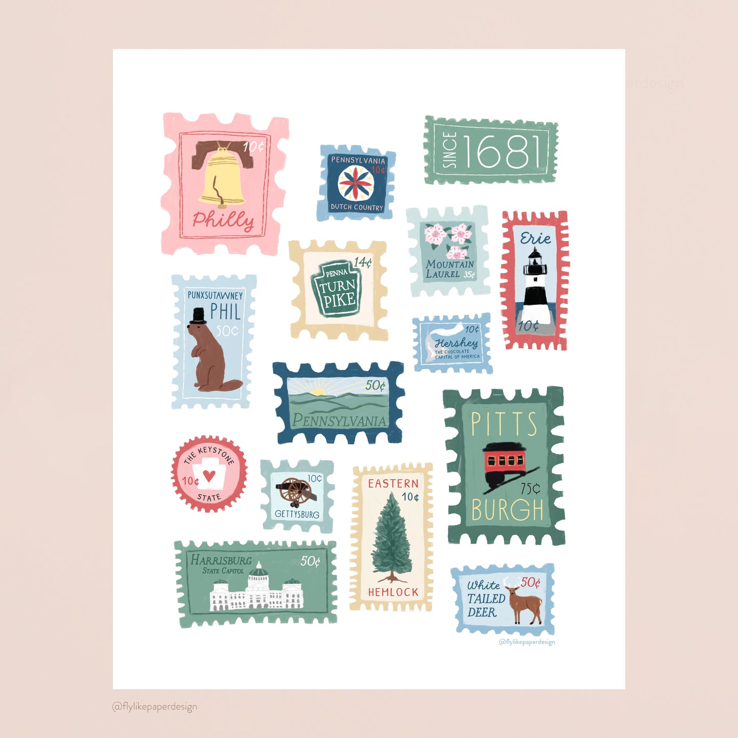 Pennsylvania Stamps Print
