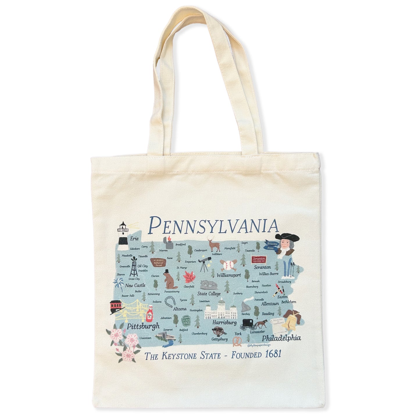 Pennsylvania Map Tote Bag