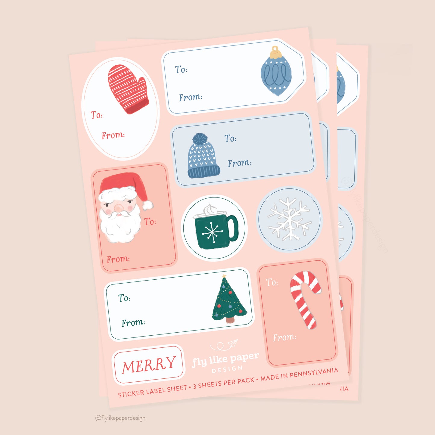 Christmas Sticker Gift Label Sheets (3 Pack)
