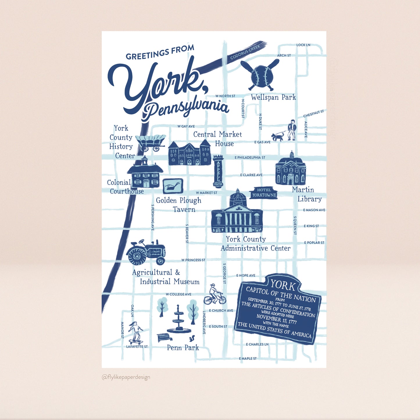 York Street Map Postcard