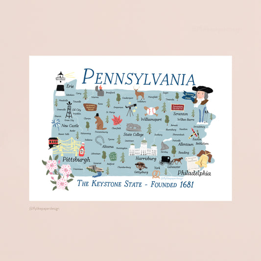 Pennsylvania Map Art Print