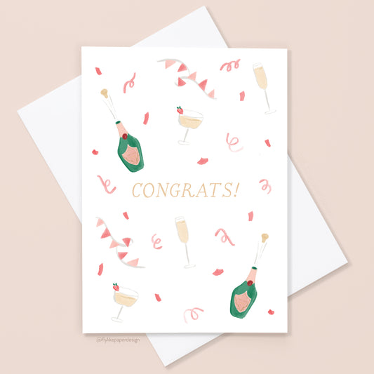 Champagne Confetti Congratulations Card