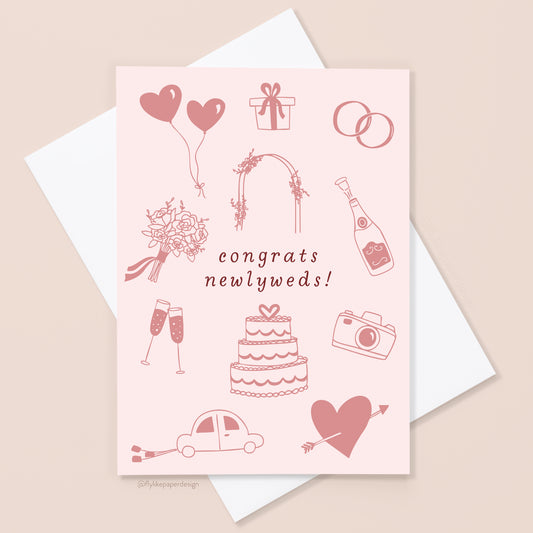 Congrats Newlyweds Wedding Icons Card