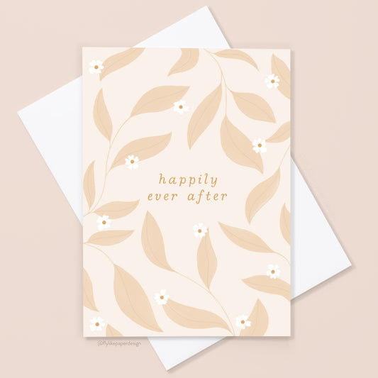 Happily Ever After Leaves Wedding Card