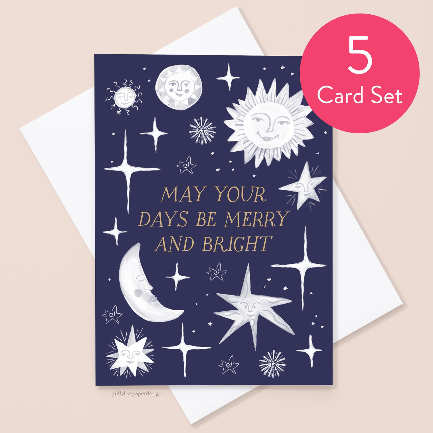Merry & Bright Stars Christmas 5 Card Set