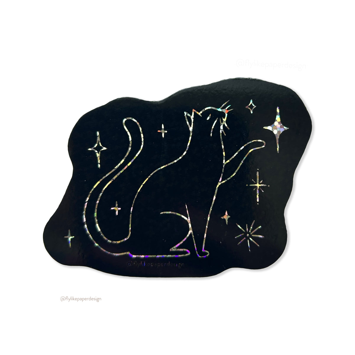 Cat Celestial Stars Glitter Sticker