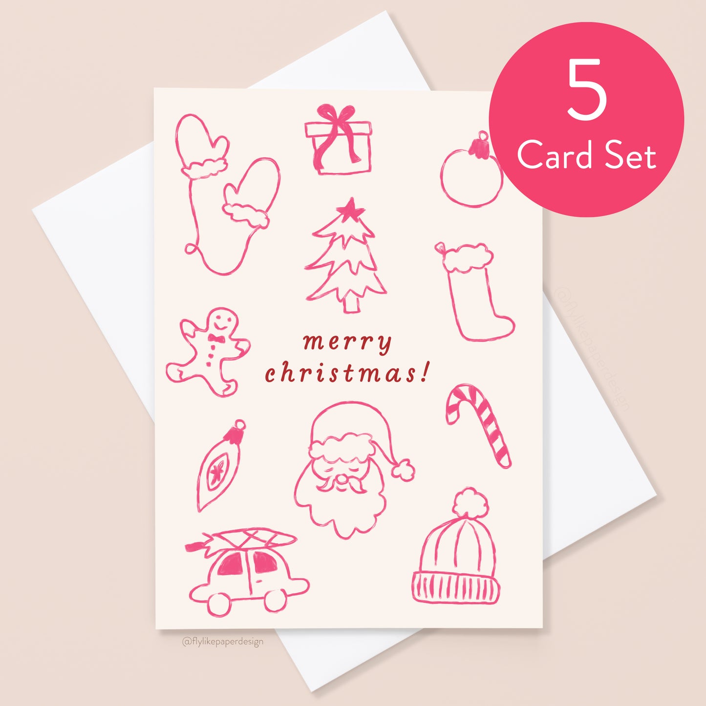 Christmas Doodle 5 Card Set