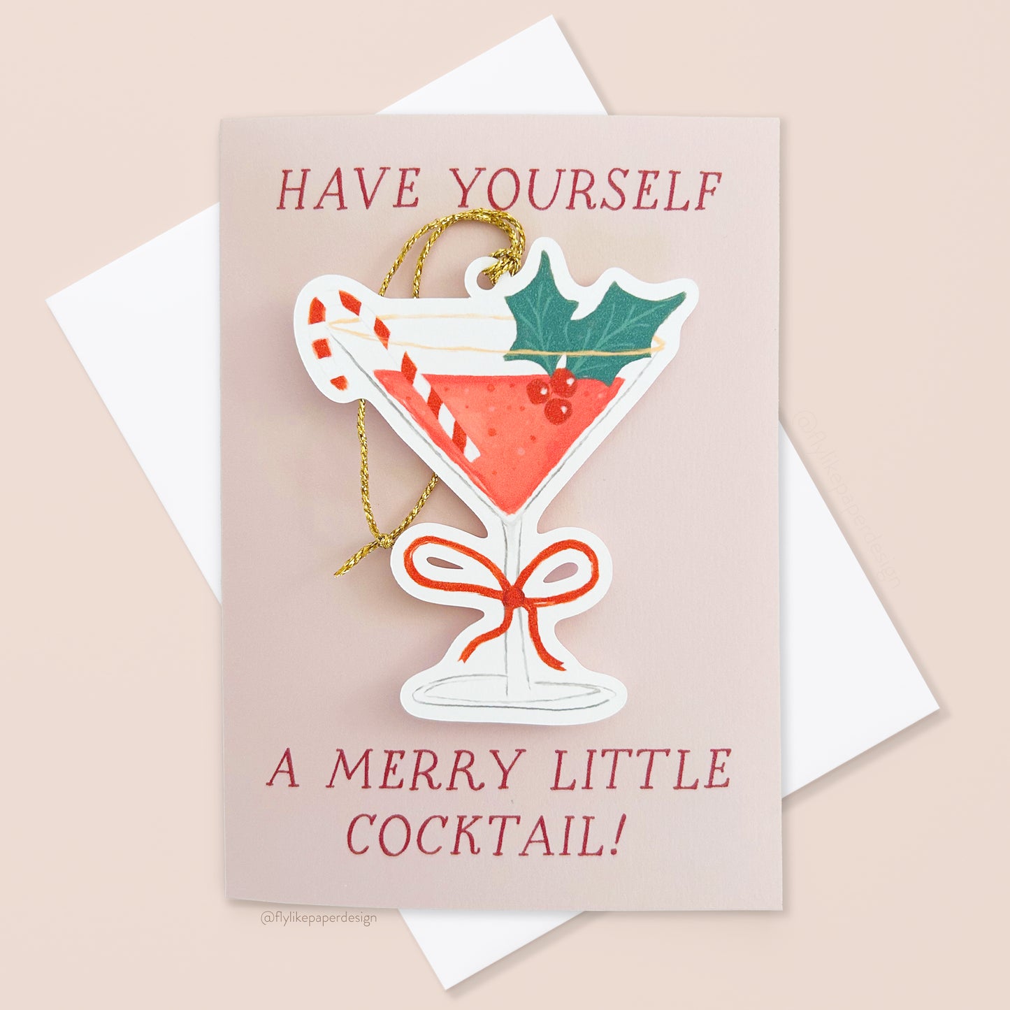 Merry Cocktail Ornament 3D Christmas Card