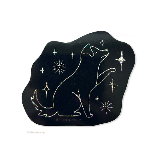 Dog Celestial Stars Glitter Sticker
