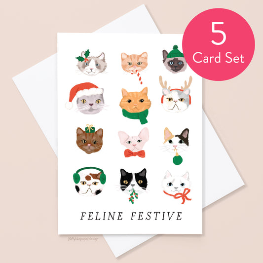 Feline Festive Christmas 5 Card Set