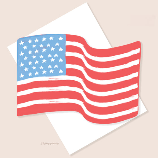 USA America Flag Die Cut Card