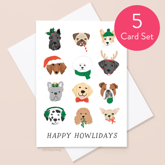 Happy Howlidays Christmas 5 Card Set