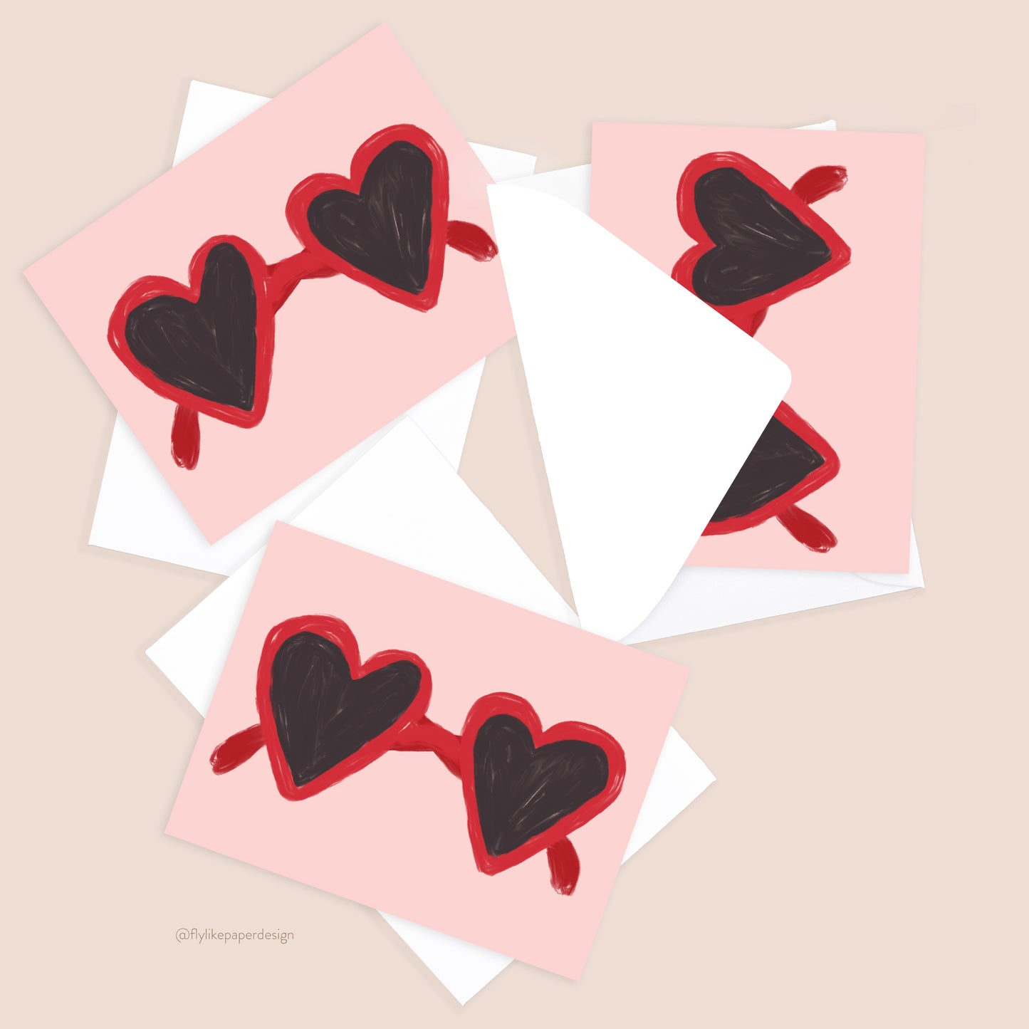 Mini Heart Sunglasses Valentine Cards (6 Pack)