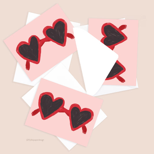 Mini Heart Sunglasses Valentine Cards (6 Pack)