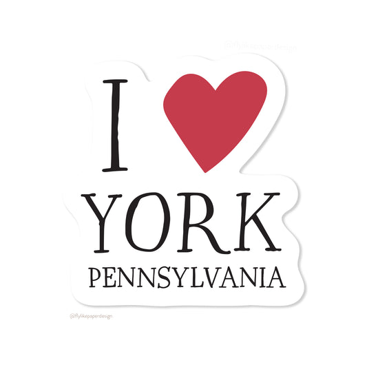 I Heart York Pennsylvania Sticker