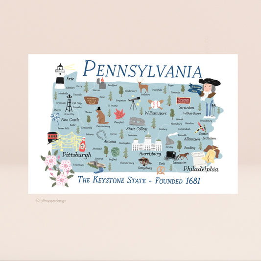 Pennsylvania Map Postcard