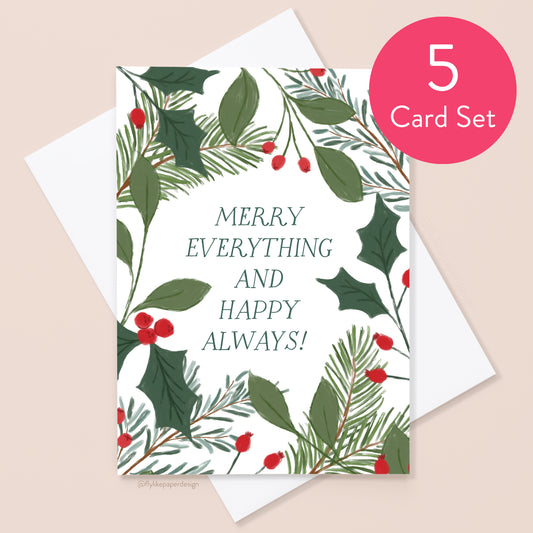 Merry Everything and Happy Always Christmas 5 Card Set