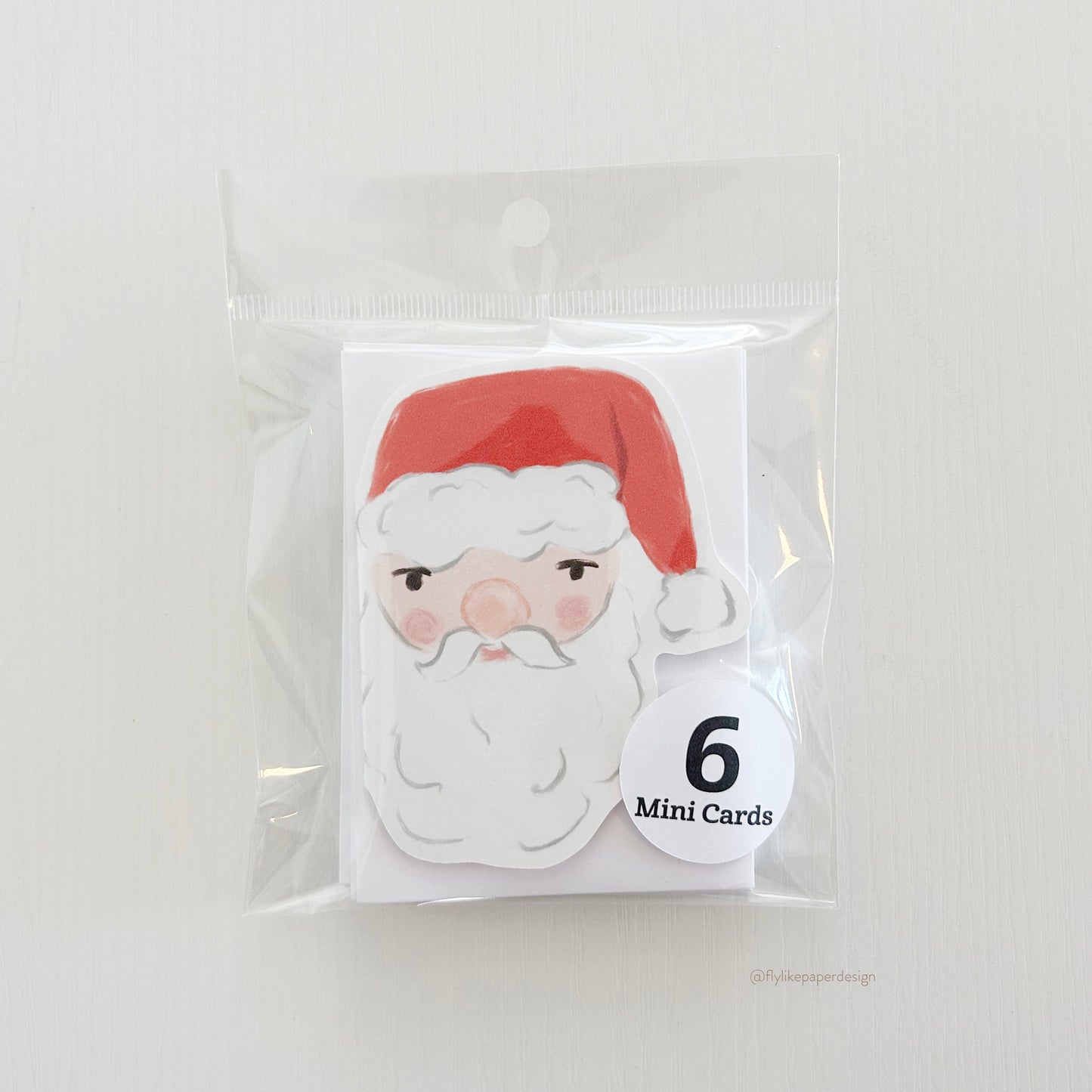 Mini Santa Christmas Cards (6 Card Set)