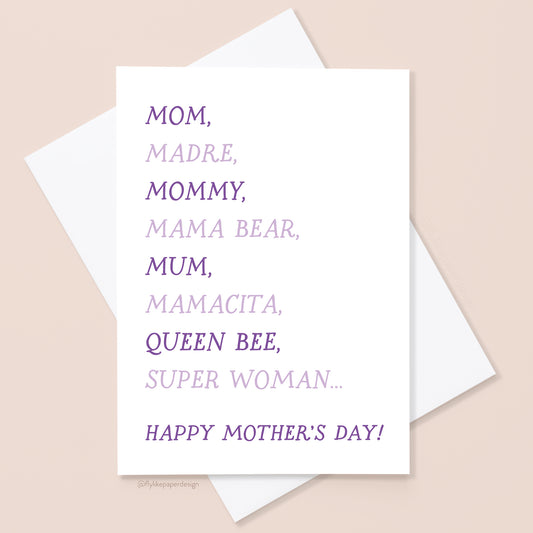 Words for Mom Mother's Day Card