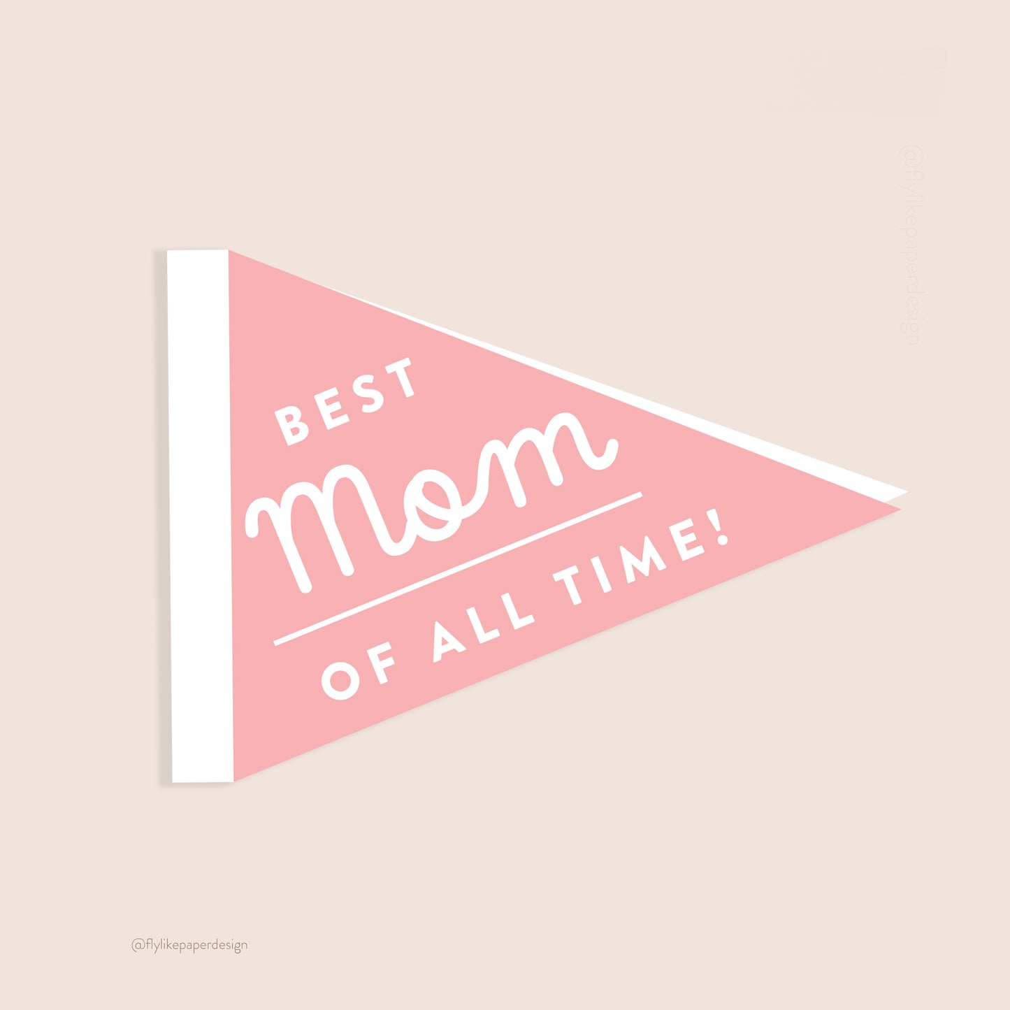 Best Mom Pennant Die Cut Mother's Day Card