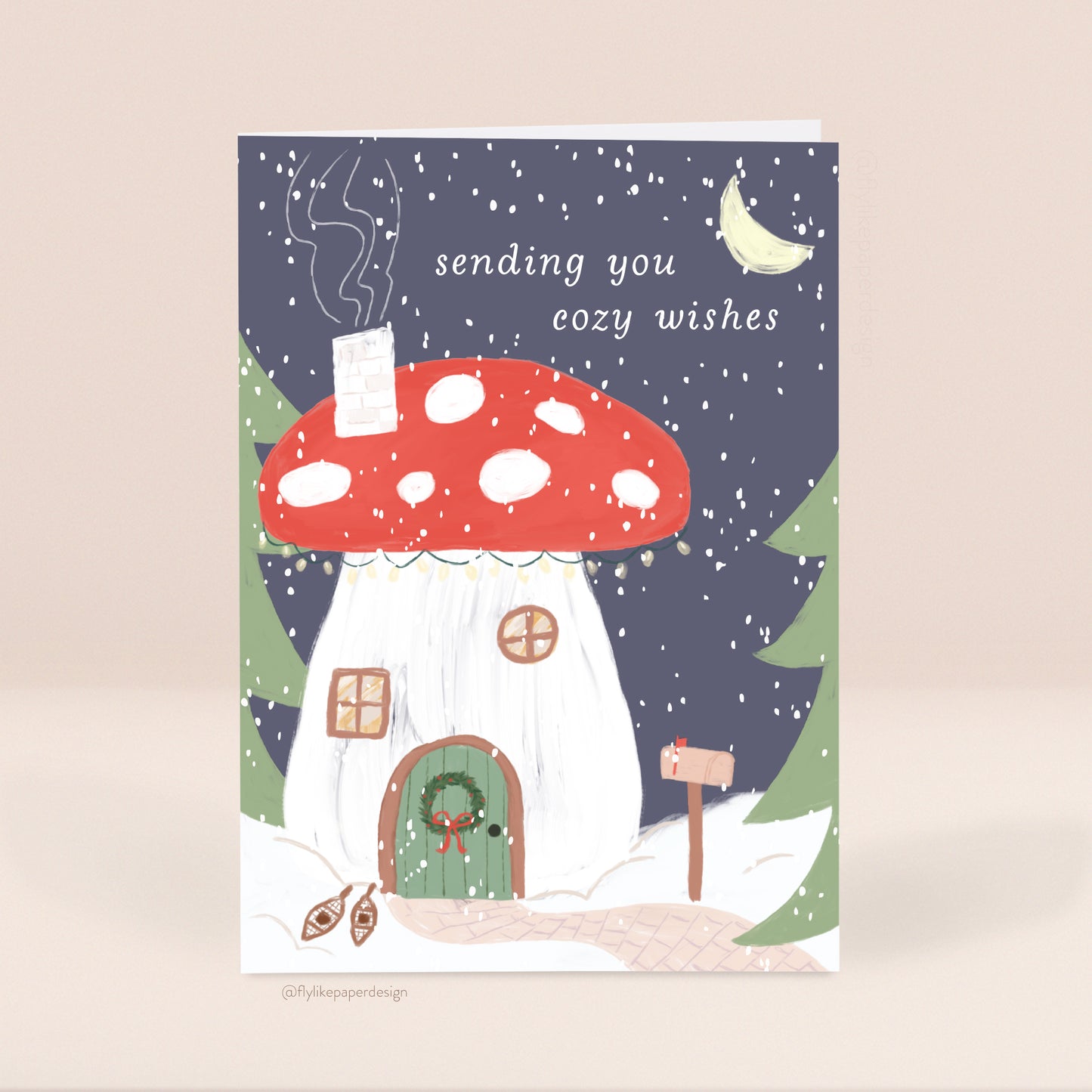 Cozy Mushroom House Christmas Card