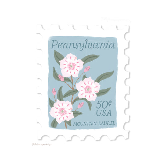 Pennsylvania Mountain Laurel Stamp Sticker