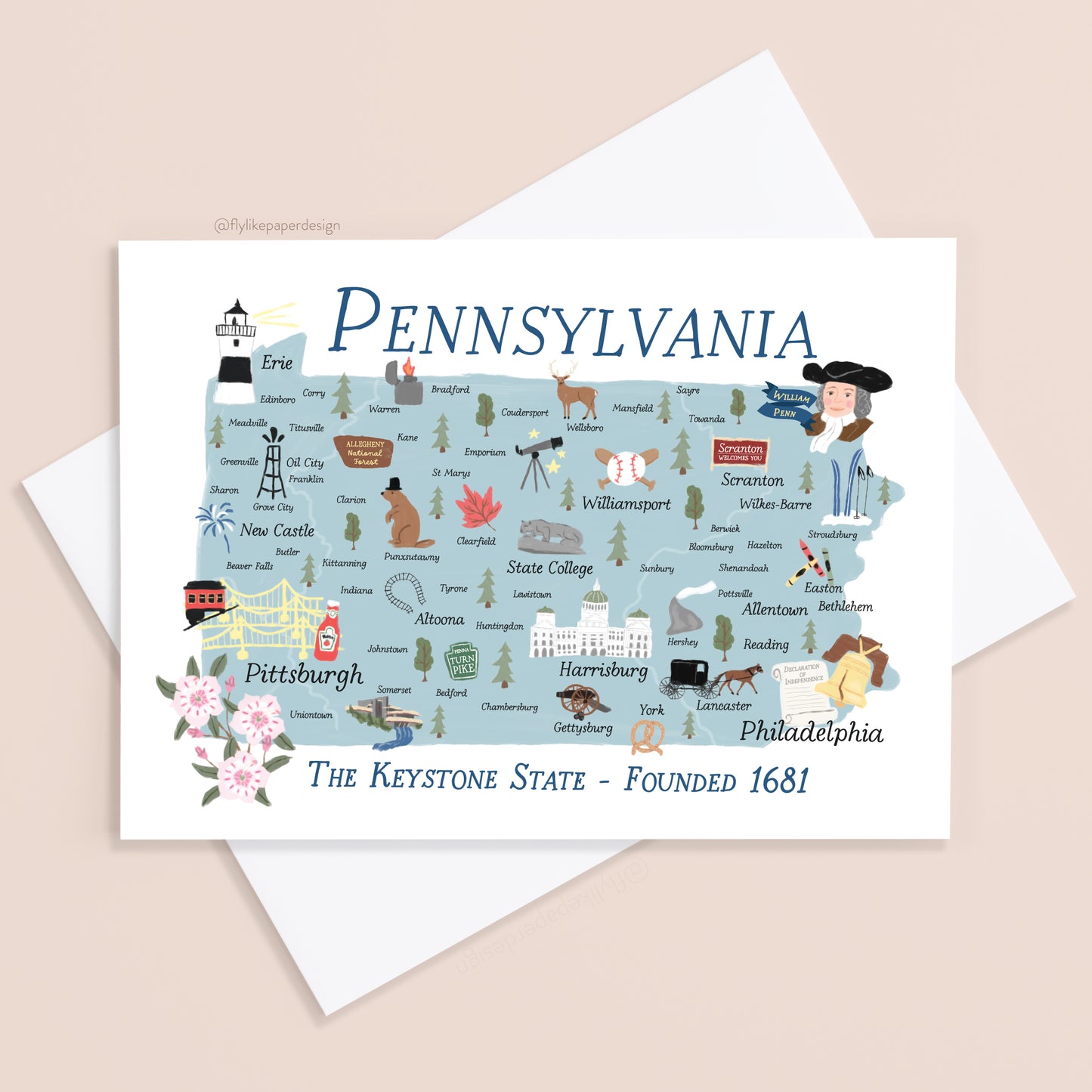 Pennsylvania Map Card