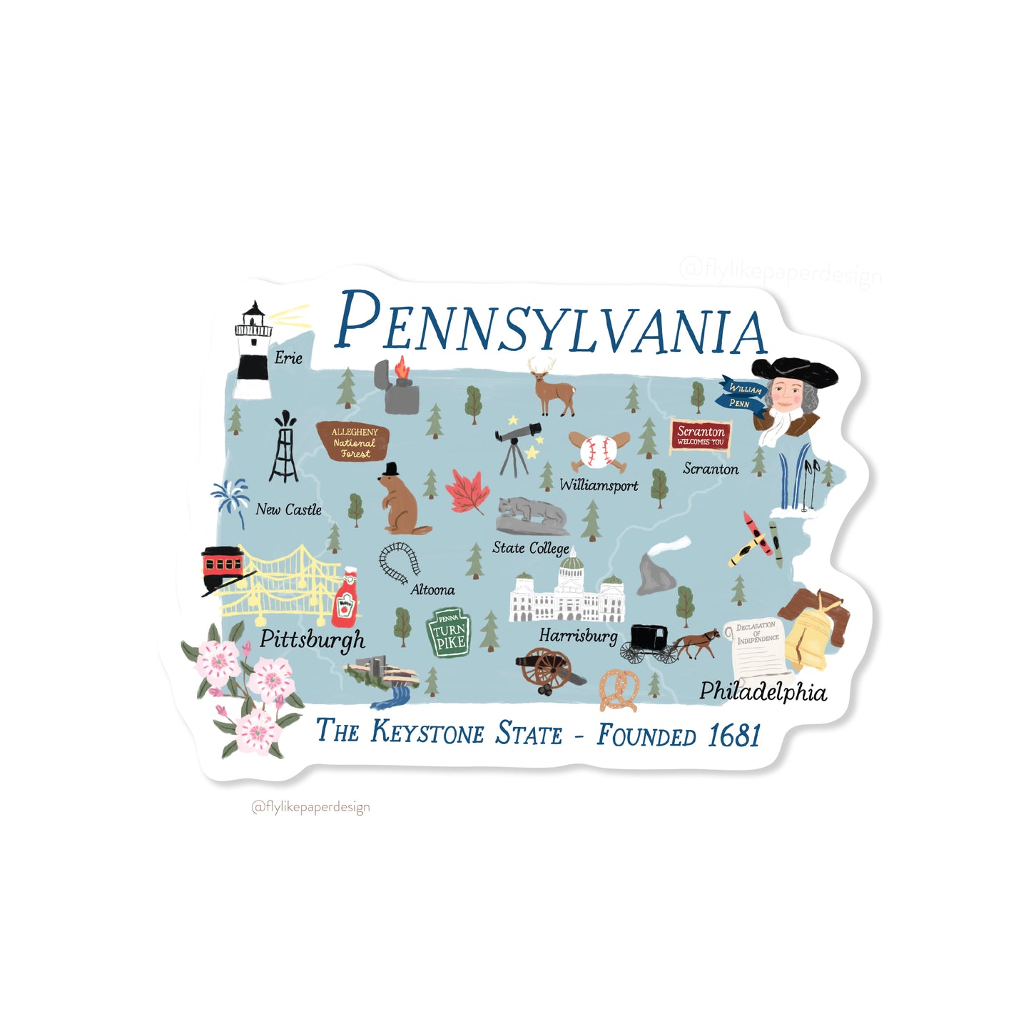 Pennsylvania Map Sticker