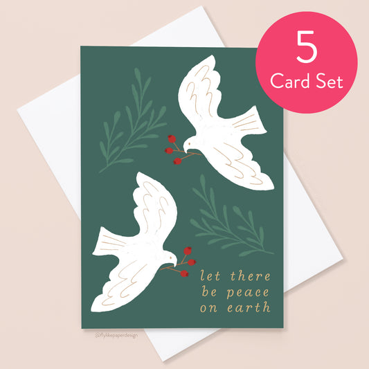 Peace Doves Christmas 5 Card Set