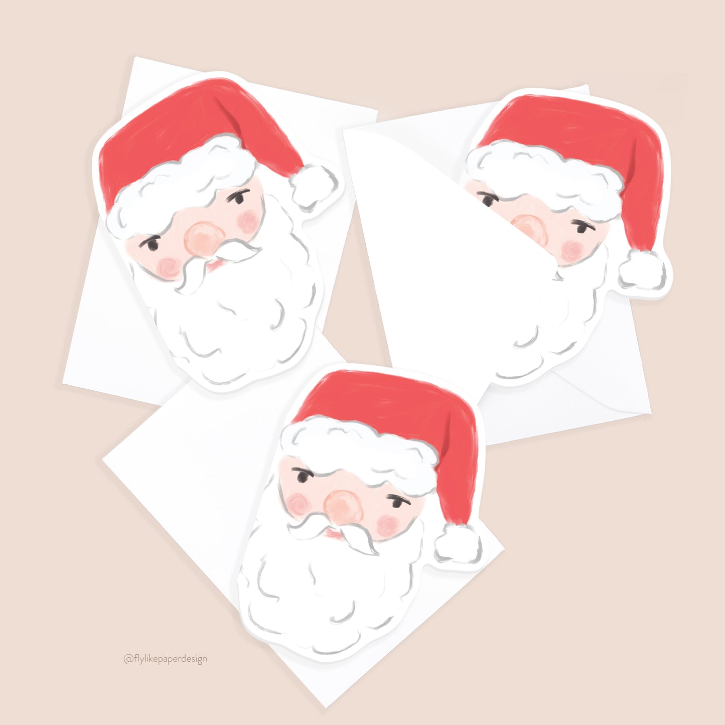 Mini Santa Christmas Cards (6 Card Set)