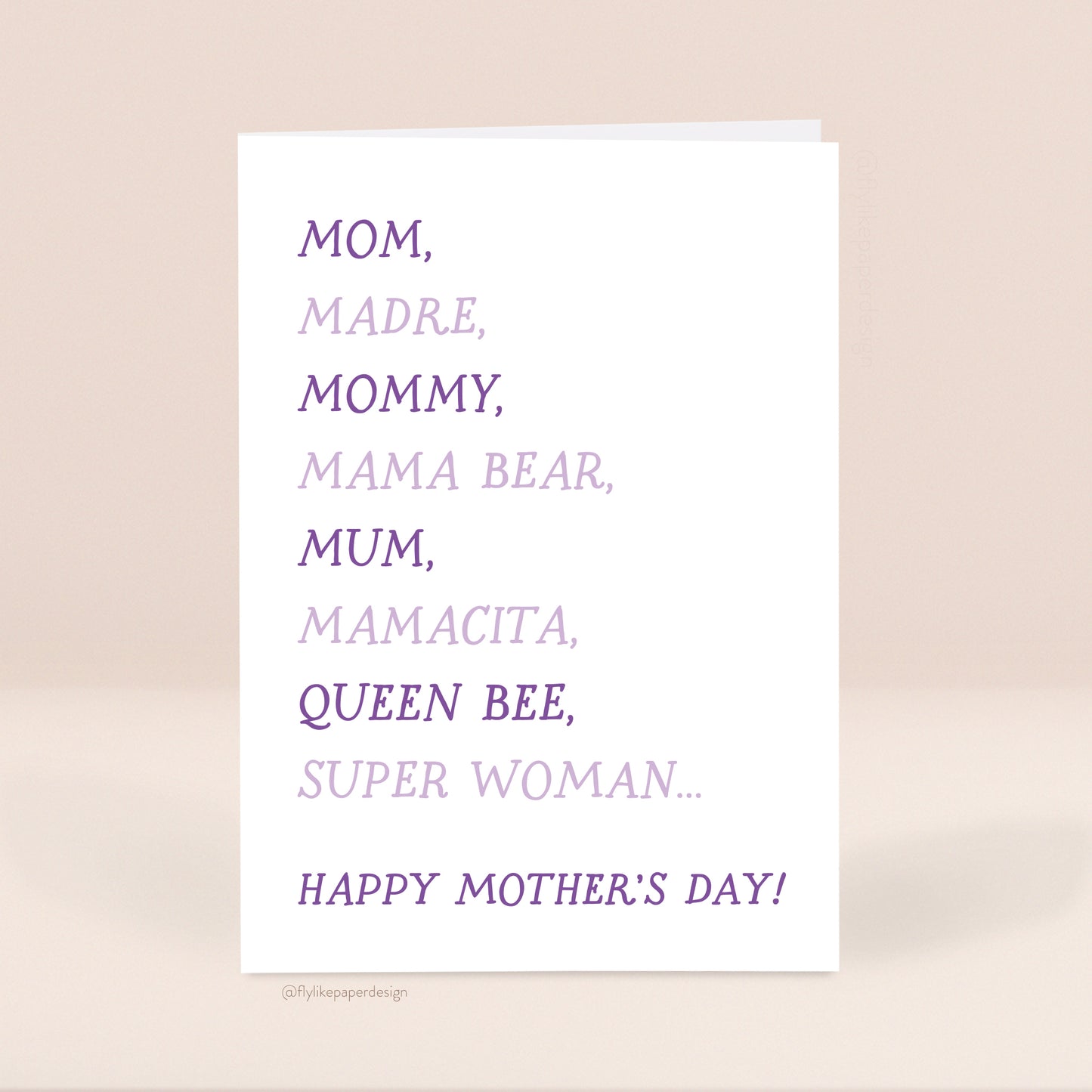 Words for Mom Mother's Day Card