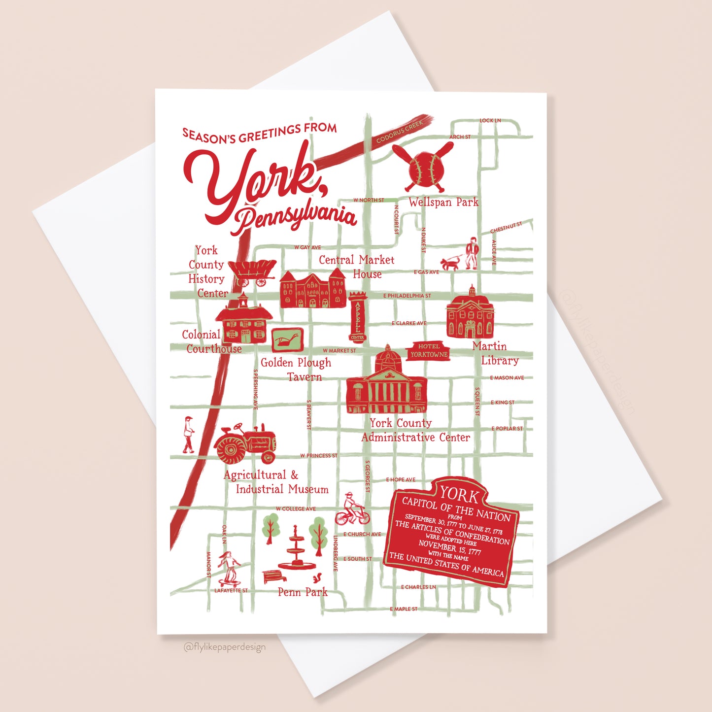 York Pennsylvania Map Christmas Card