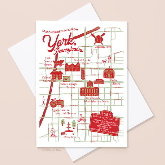 York Pennsylvania Map Christmas Card
