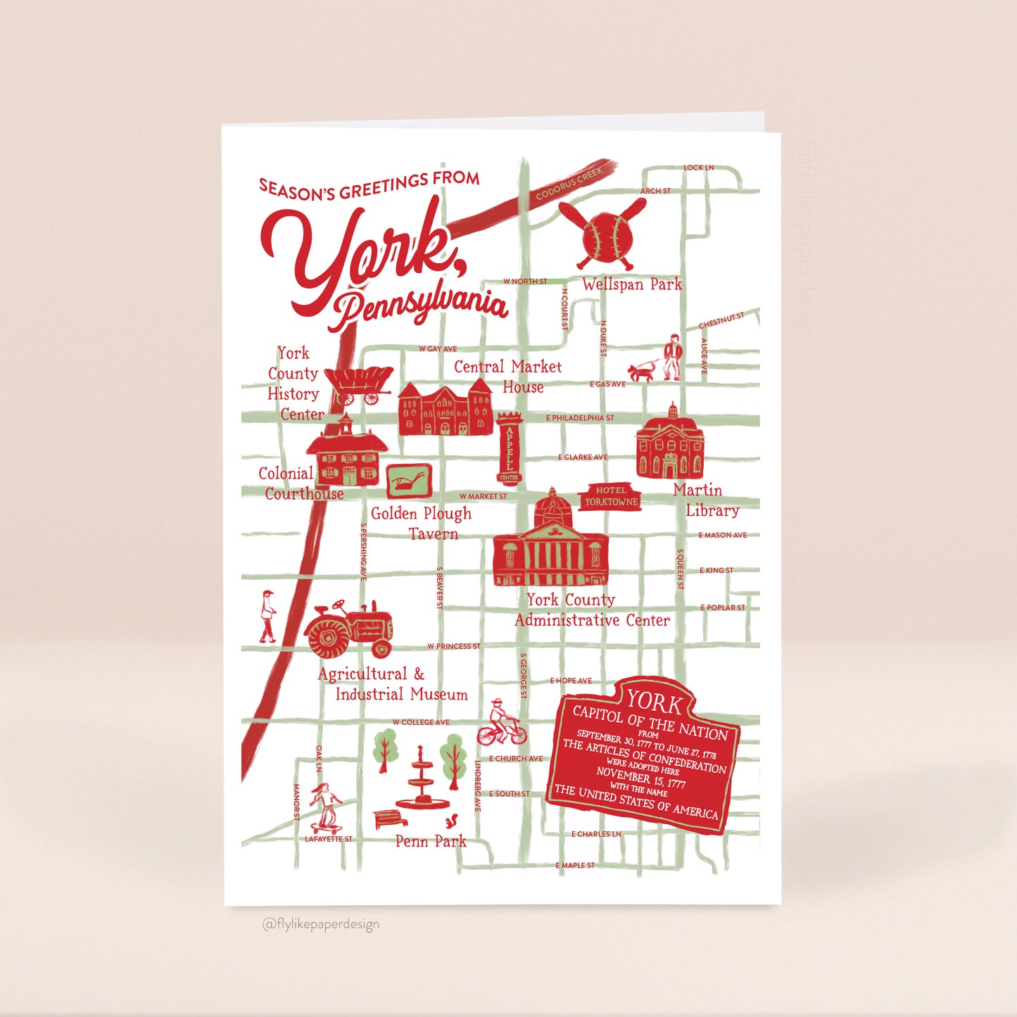 York Map Christmas 5 Card Set