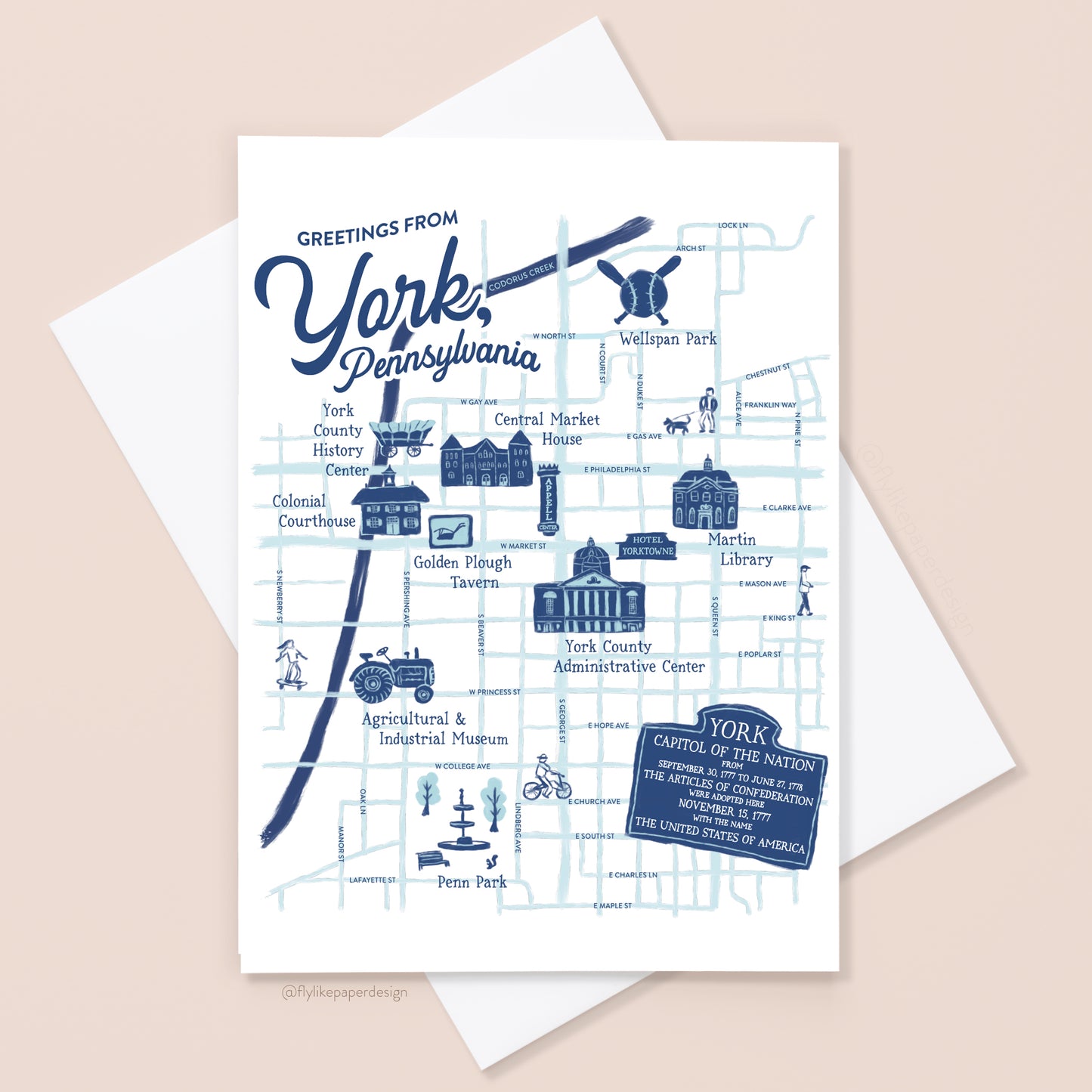 York Pennsylvania Map Icons Card