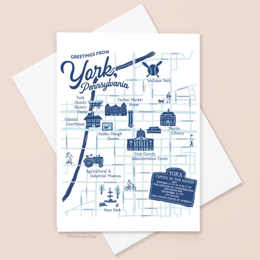 York Pennsylvania Map Icons Card