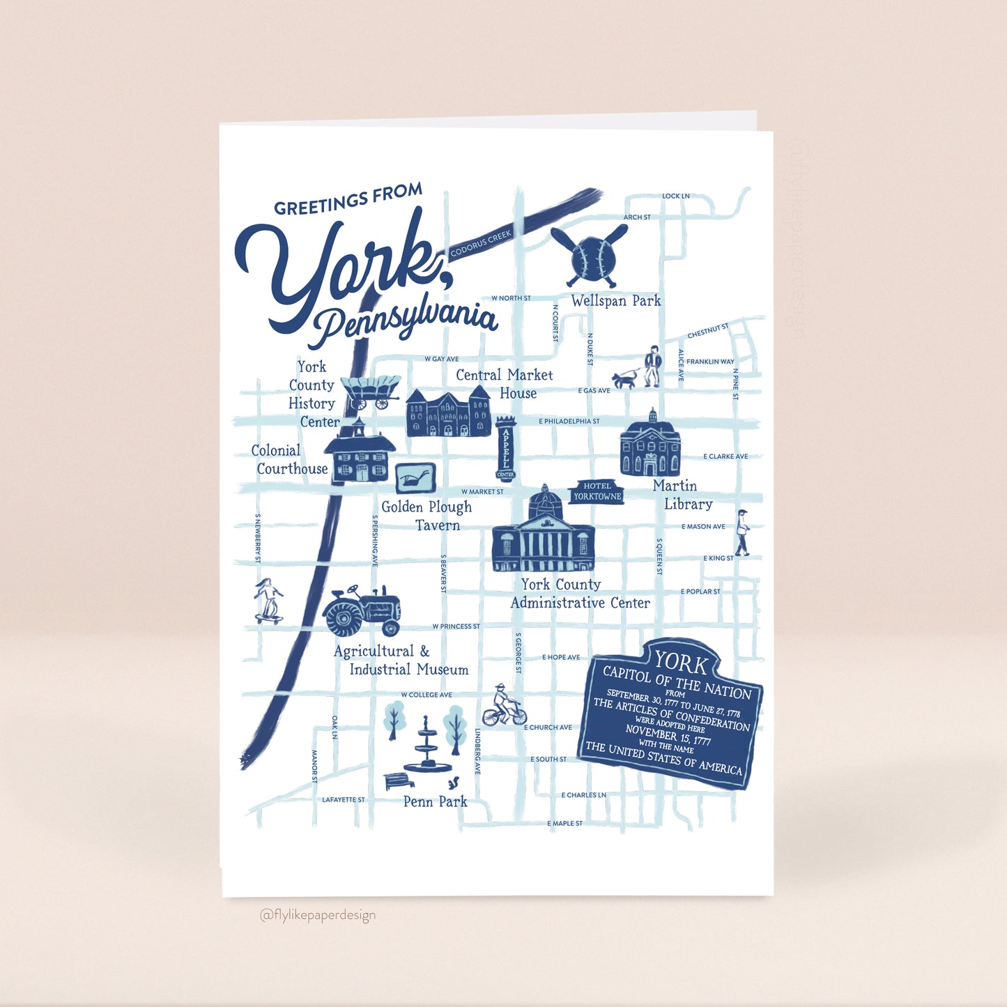 York Pennsylvania Map Icons Card