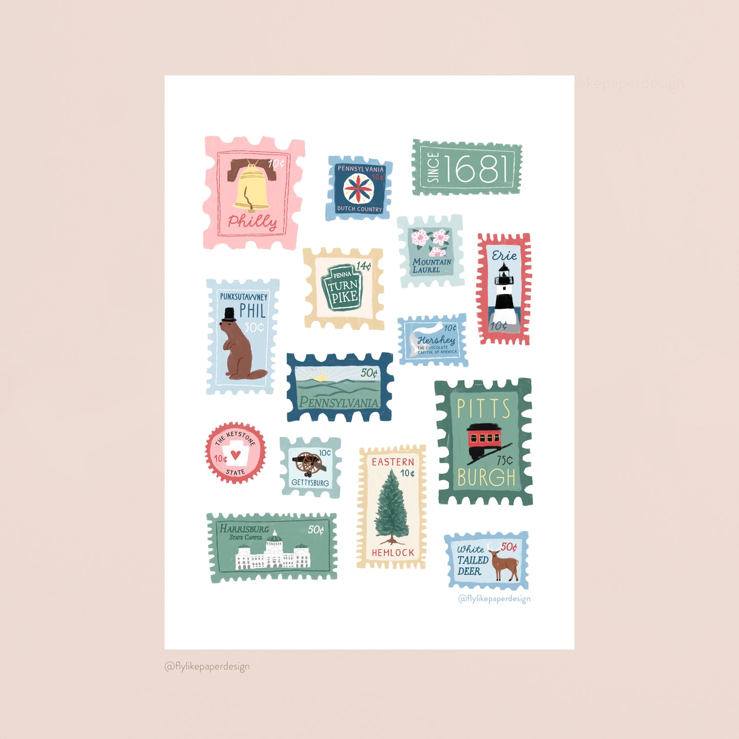 Pennsylvania Stamps Print