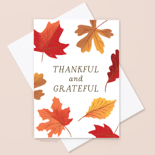 Thankful & Grateful Fall Thanksgiving Card
